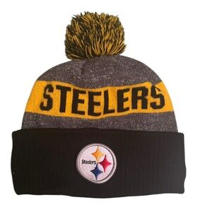 New Era Steelers Pom Beanie - Gray, Black, and Yellow